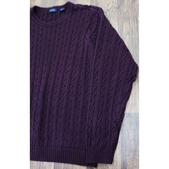 Y2K VTG IZOD Men’s XL Cable Knit Sweater Purple Knit Retro Streetwear Preppy - Picture 3 of 9